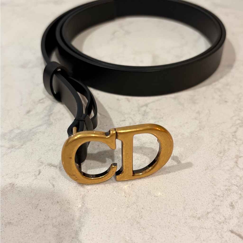 C’est Dior Black Belt With Gold Hardware
